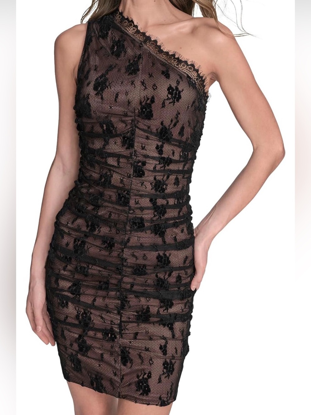 NWT BCBGeneration Sleeveless One Shoulder Lace Bodycon Mini Dress - Size 4